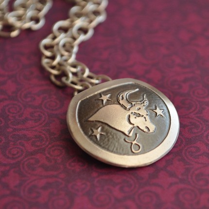 Taurus the Bull Zodiac Pendant in Sterling Silver